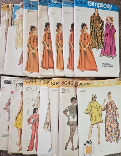 Womens Caftans Loose Fit Muu Muu Simplicity Sewing Patterns 1960's 70's U-Pick