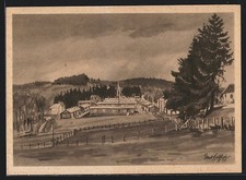 German WW Artist Postcard Organisation Todt Builds the West Wall, View of a Fronta 