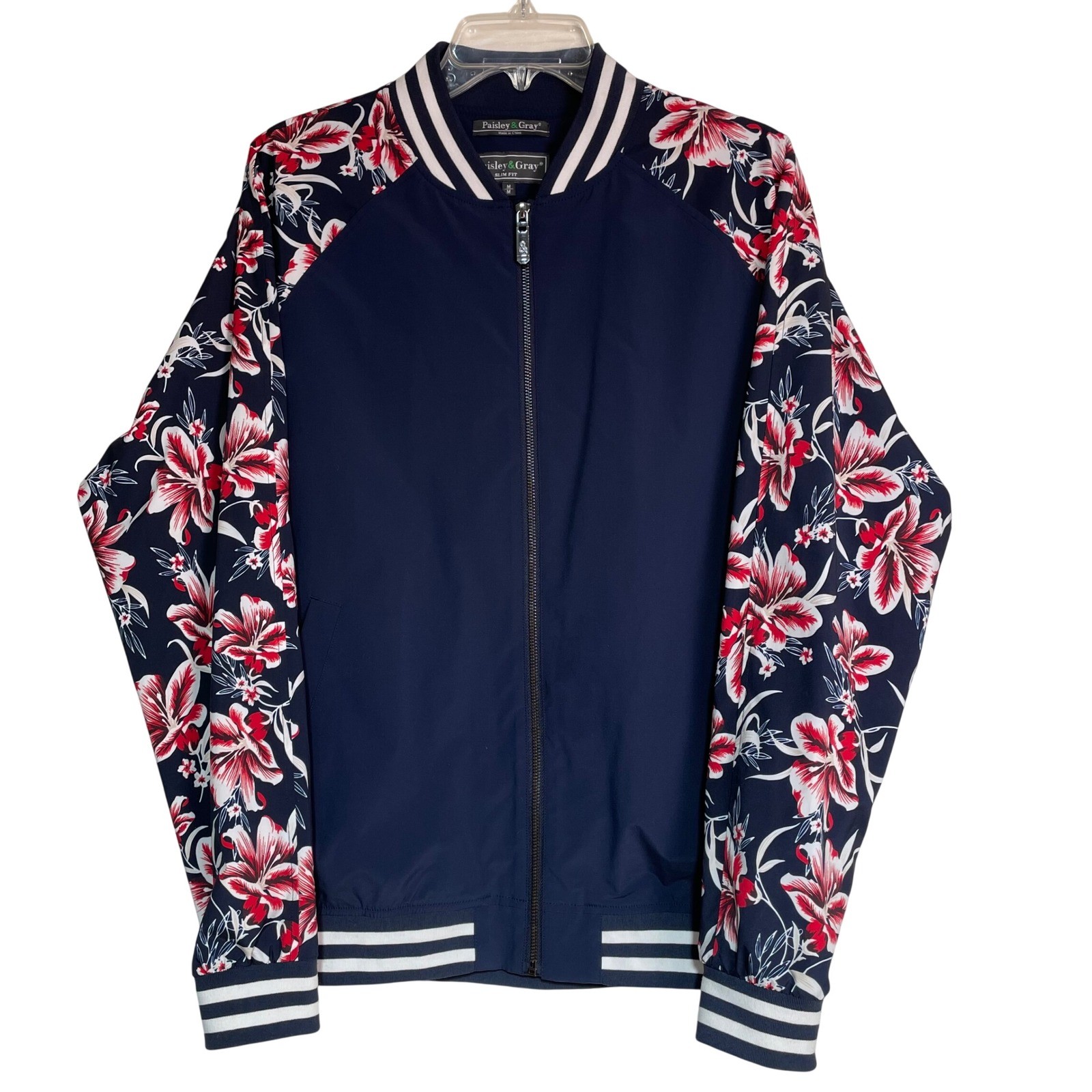 Navy Floral Print Full Zip Medium