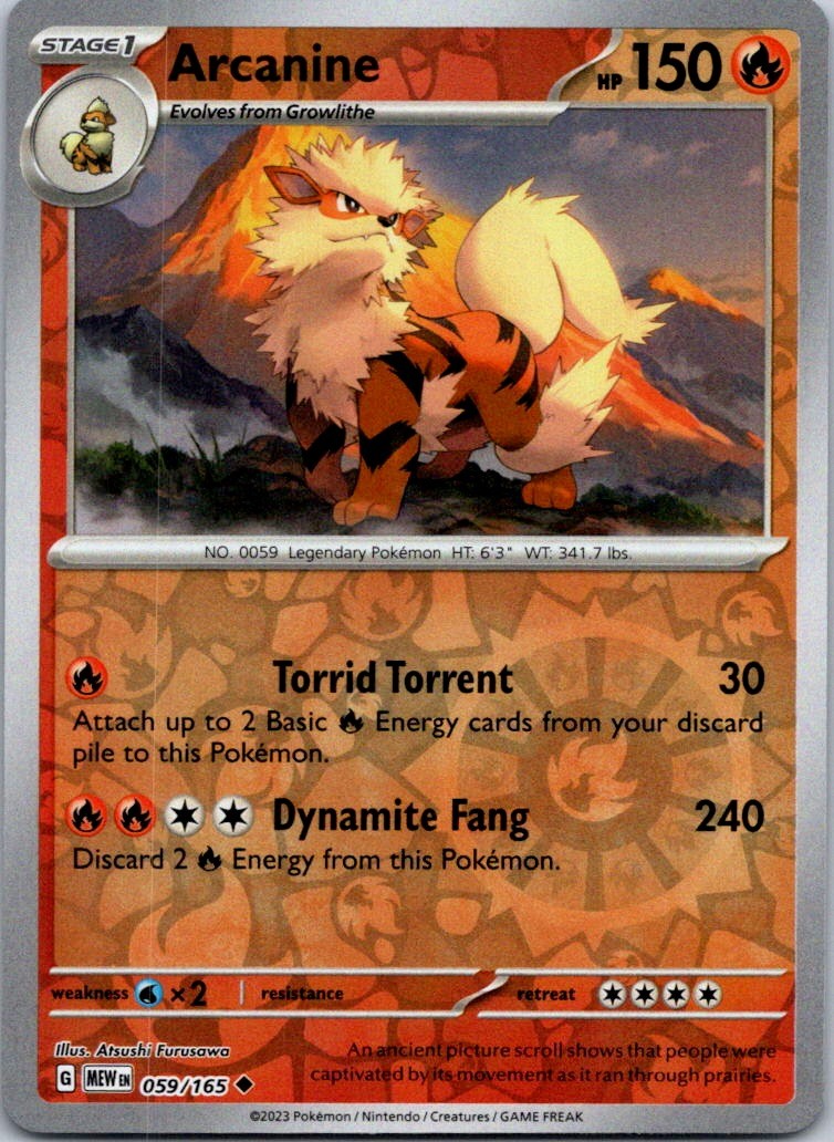 Reverse Holo Arcanine 059/165 Uncommon SV: Scarlet & Violet 151