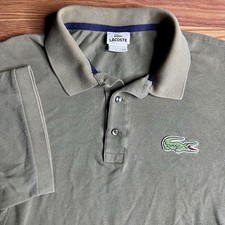 Lacoste Big Croc Polo Shirt Mens 3XL 8 Sage Green Casual Logo Boxy Collar Wear