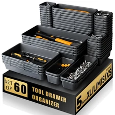 [60 PCS Upgraded] Tool Box Organizer Tray, Toolbox Desk Drawer Organizer, Tool B