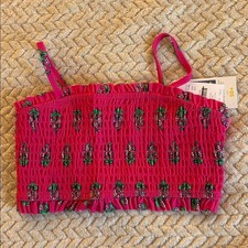 J Crew Bikini Top Size 6 7 Pink Smocked