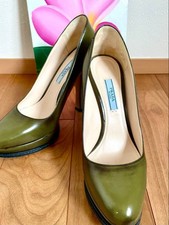 Prada Pumps Olive Green High Heel Women's Size EU37.5/US7.5