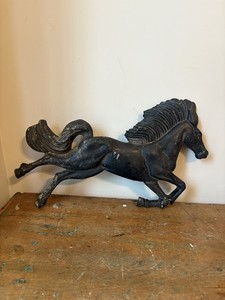 Vintage Cast Aluminum Running Horse Wall Plaque Equestrian Decor