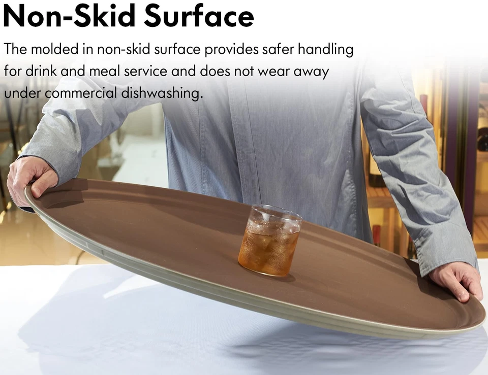 2-Pack Restaurant Grade Non-Slip Tray, NSF, Oval 22-Inch x 27-Inch, Plastic R... Foto 2 de 4