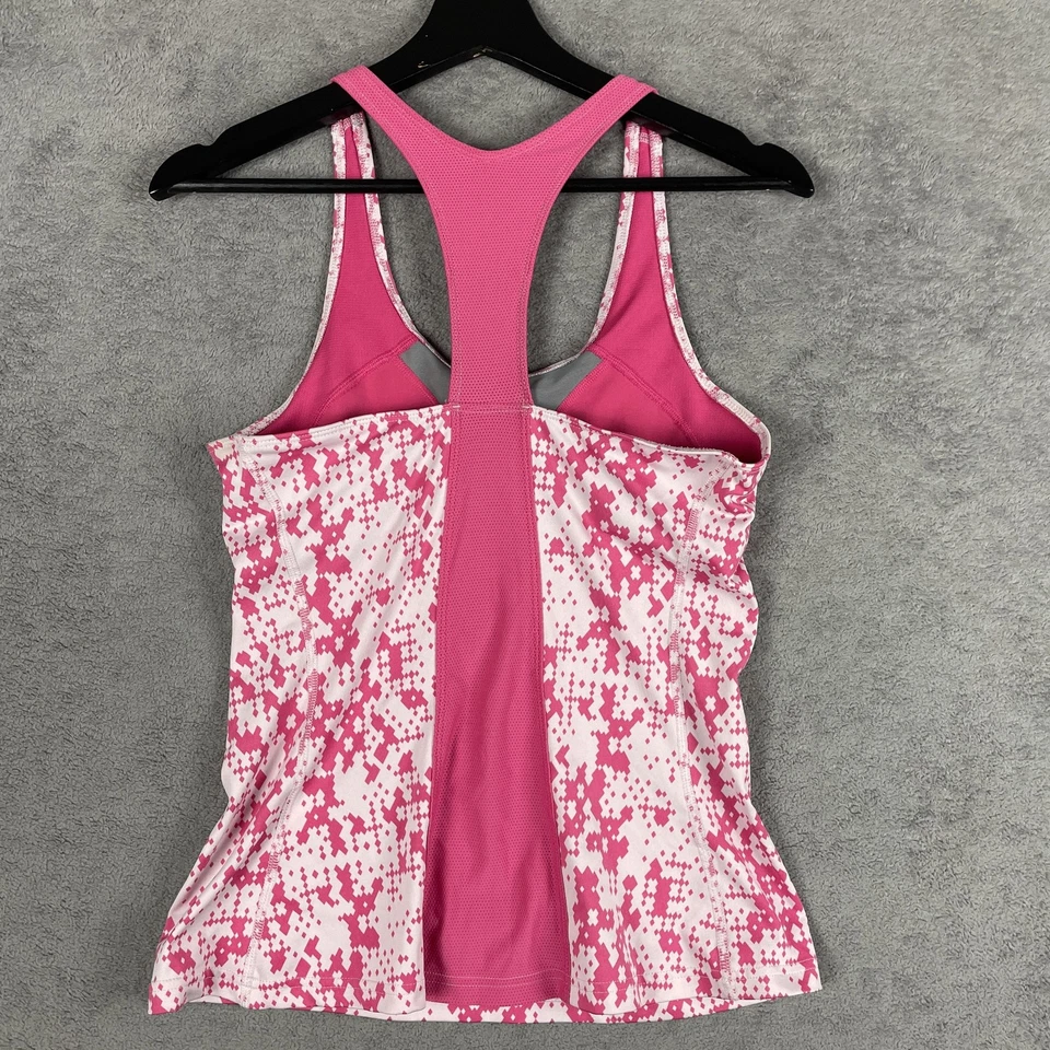 Camiseta sin mangas Nike Dri-Fit para mujer mediana rosa blanca sujetador incorporado gimnasio para correr Foto 4 de 4