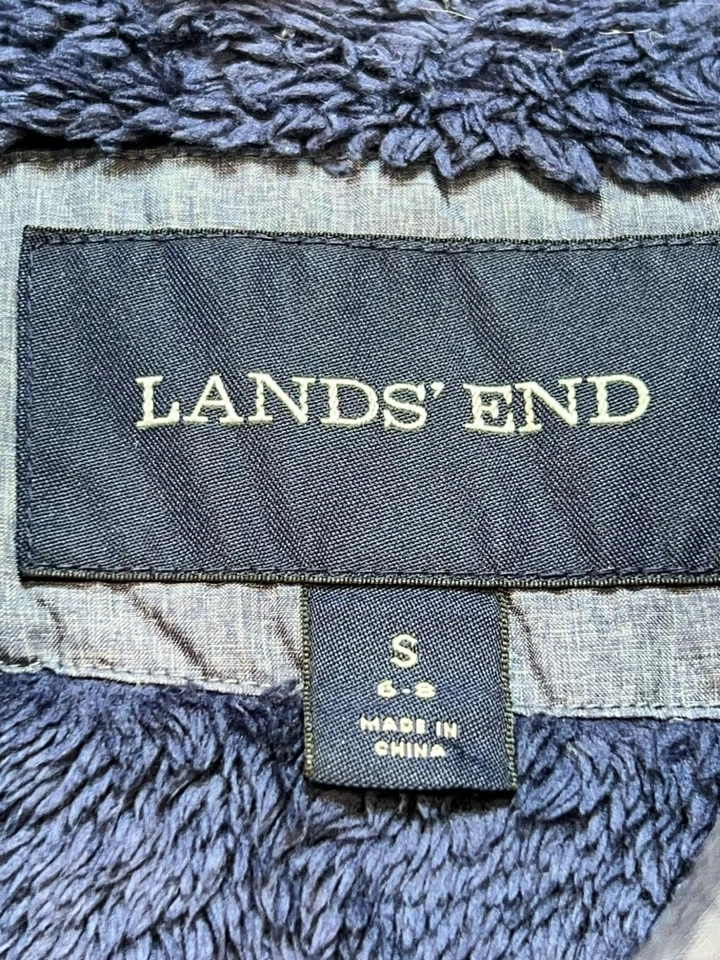 Lands End Womens Down Feather Long Hooded Coat Long Sleeve Size S 6-8 Navy Blue - Image 3 of 4