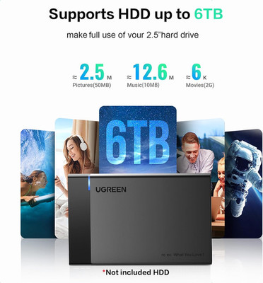 2.5'' Hard Drive Enclosure USB 3.0 to SATA III Adapter Supports 2.5 Inch SSD &...