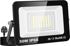 Willpower Outdoor LED Floodlights 50W 5000LM, Flood Lights with Plug, LED Secur