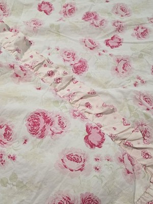 Simply Shabby Chic Peony Pink Floral F/Q Comforter Cottage Ruffle Ashwell