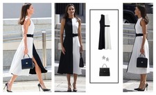 Mango Black White YinYan Bicolour Belted Midi Dress XS UK6 BNWT ASO Letizia