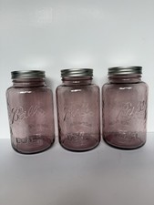 Amethyst Purple BALL Ideal Mason Jar Quart 32 oz Dimple Collector Edition 3 Pcs