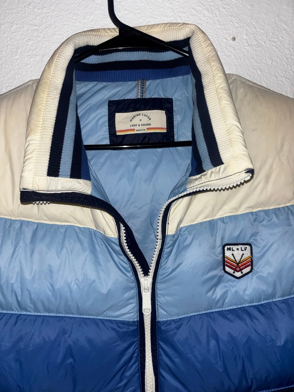 Marine Layer Men’s Archive Boreal Outdoor Puffer Vest Colorblock Blues size Med image 9