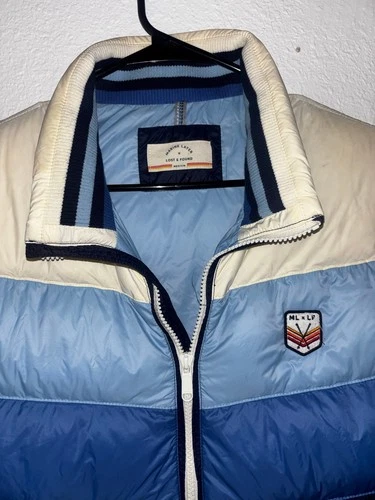 Marine Layer Men’s Archive Boreal Outdoor Puffer Vest Colorblock Blues size Med image 9
