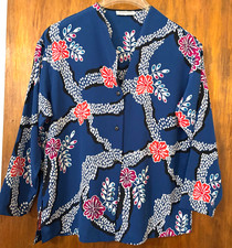 Vintage Christian Dior Blue Floral Lingerie Long Sleeve Top Sz. Petite