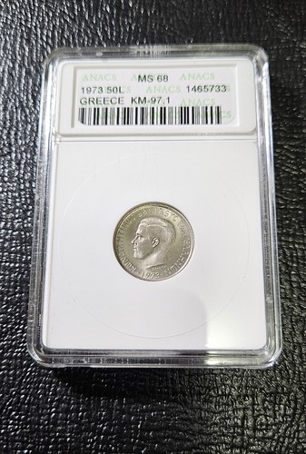 Grecia 1973 50 Lepta - ANACS MS68 - Hermosa moneda de alta calidad - Imagen 2 de 11