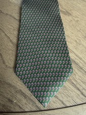 Geoffrey Beene Men's Dark Green With Pink Flowers 100 Silk Tie New