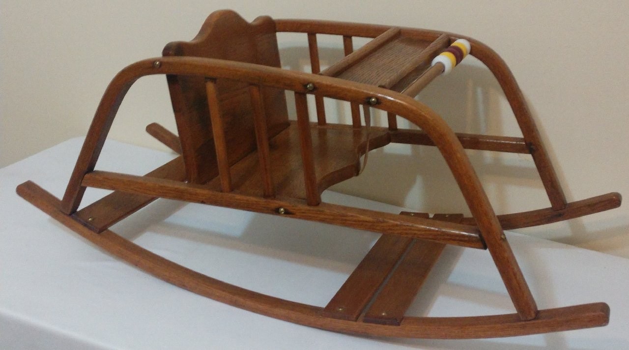 Rare Childs Antique Oak Art Deco "Sleigh" Rocker ~ Can Disassemble ~ Reduced