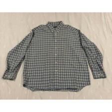 Eddie Bauer Mens Plaid Long Sleeve Button Down Shirt Size XL Blue White