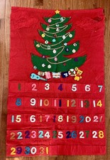 Vintage Felt Advent Calendar Christmas Tree Handmade - Needs Repair