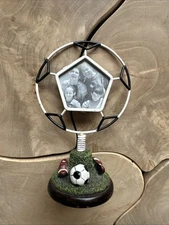 Soccer Photo Frame Metal Soccer Ball Ceramic Pentagon Fits 2”x2” Photo