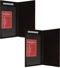 Marshal Checkbook Covers - Set of 2 - Genuine Leather Brown-Brown 