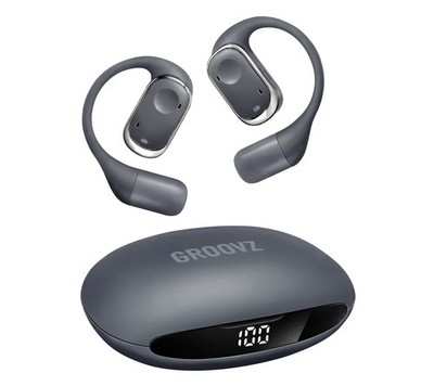 GROOVZ Open-Ear True Wireless Bluetooth Headphones Charging Case - CHARCOAL GREY