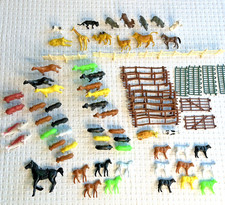 Lot of 75 PLASTIC Vintage 70s 80s Animals Farm Horse Cow Pig Sheep Zoo Fences
