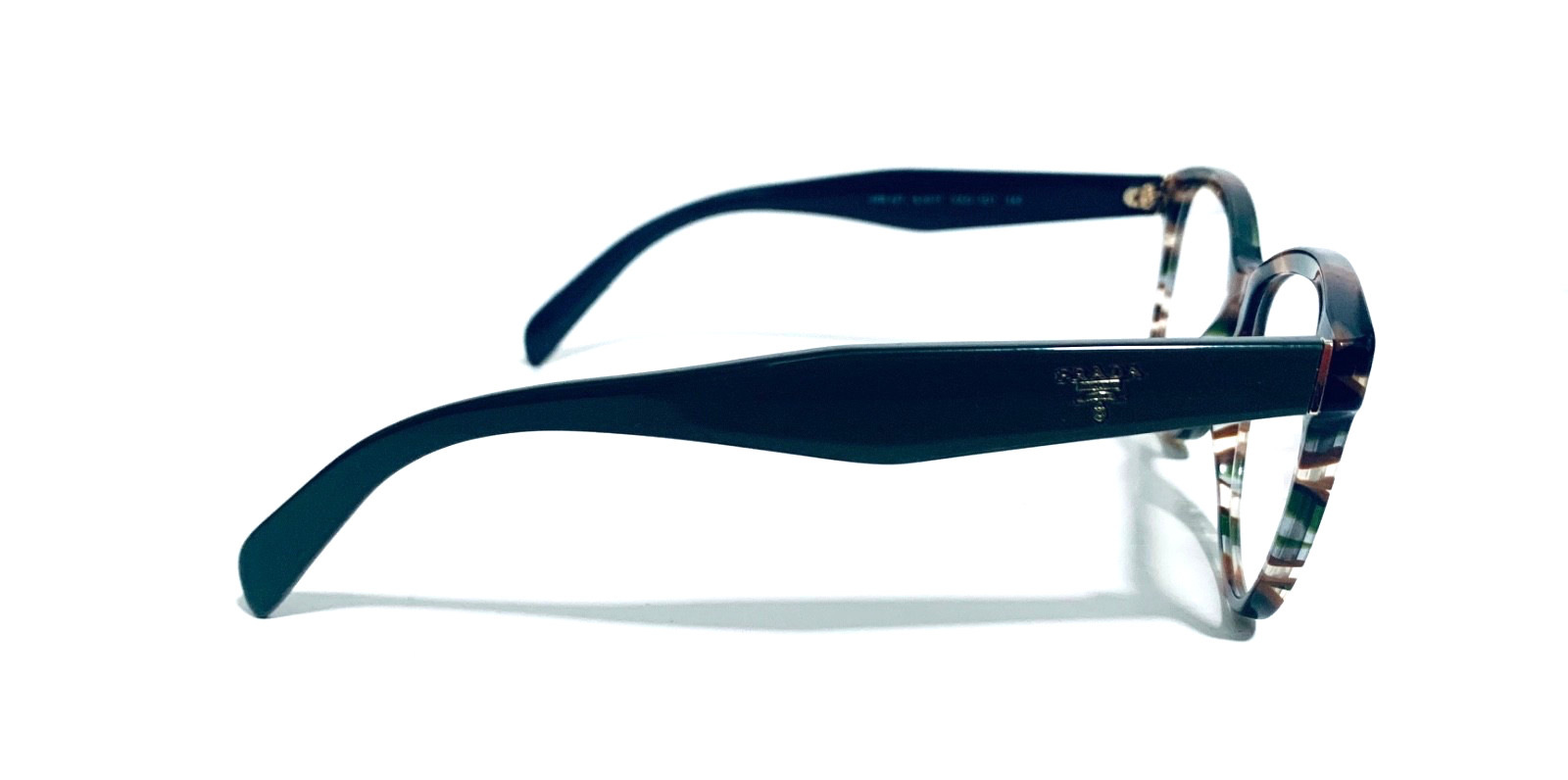 PRADA VPR 12T VAO-1O1 STRIPED GREEN BROWN CAT EYE EYEGLASSES 51-17-140 MM ITALY