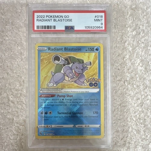 Pokémon Radiant Blastoise 018/078 Pokémon GO 2022 Radiant Rare Holo PSA 9