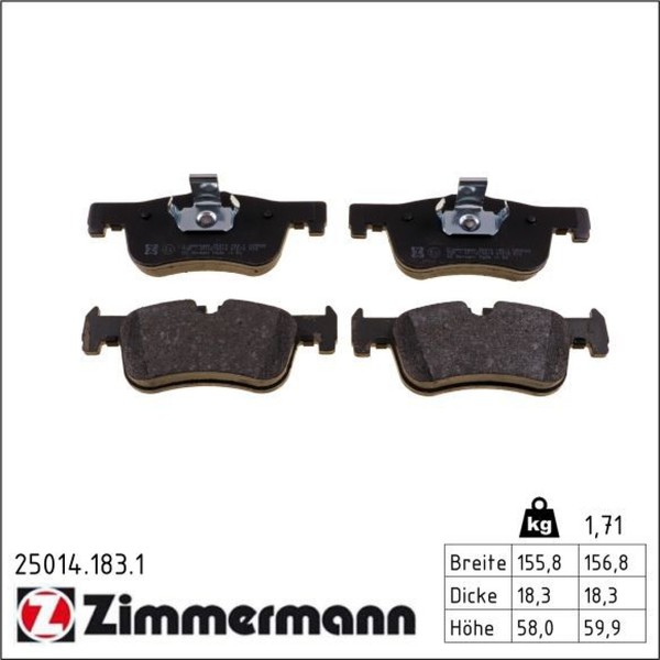 Zimmermann 25014.183.1 Bremsbelagsatz FüR BMW 1 2 F20 F21 F22 F87 F23-image