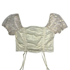 Altar'd State Puff Sleeve Corset Style Crop Top Size Large Smocked