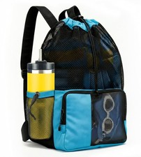 20L Mesh Swim Bag Drawstring Backpack Gym Pool Dive Snorkel Gear Bag
