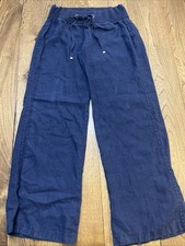 Lilly Pulitzer The Beach Pant Wide Leg 100 LINEN Pull-On Blue, Women's M