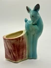 Vintage Mid Century Modern Shawnee Pottery #535 Deer Blue And Stump Planter