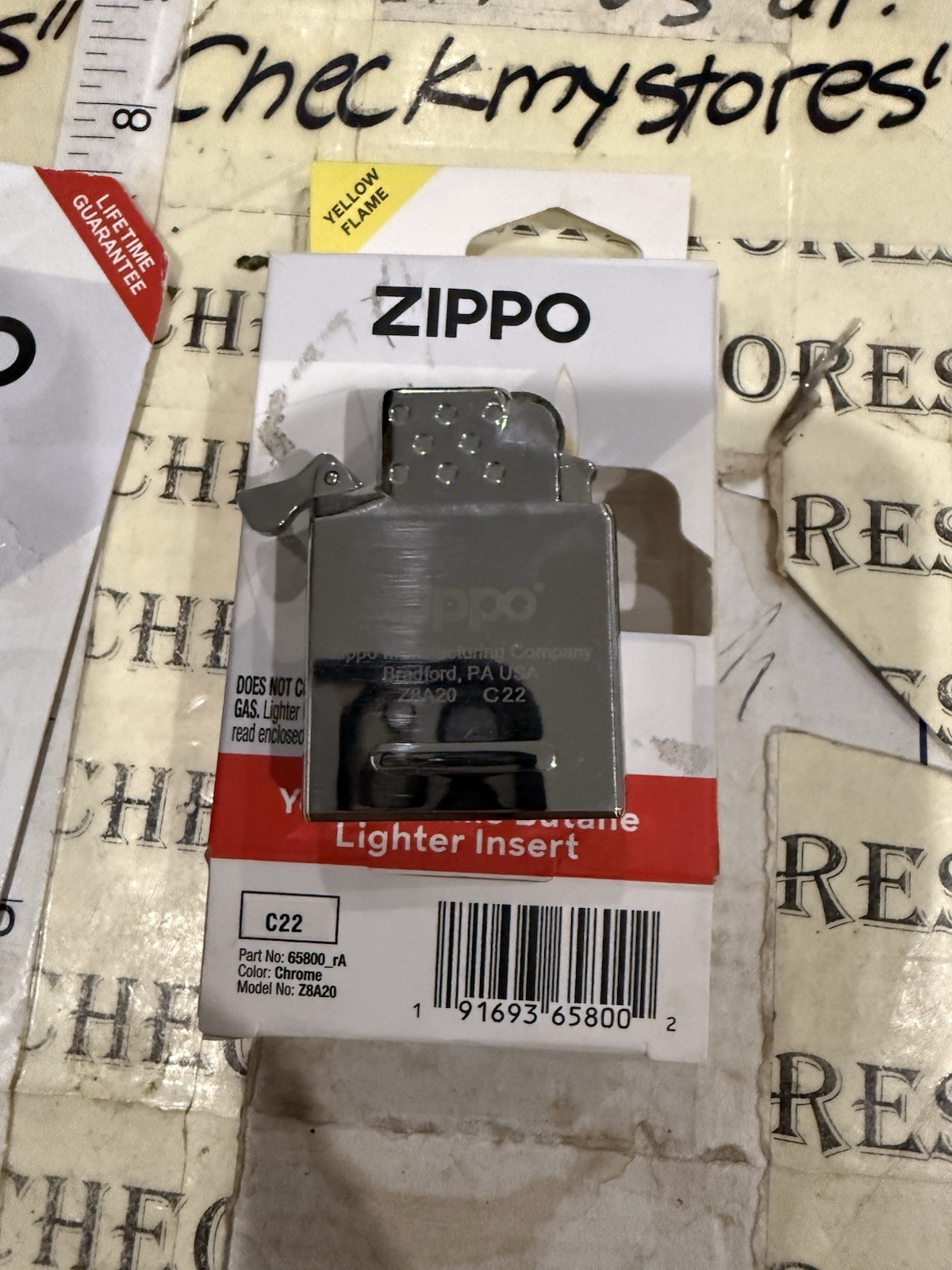 Zippo WPL Chrome Lighter & Zippo Yellow Flame Butane Insert  Regular,  Made USA