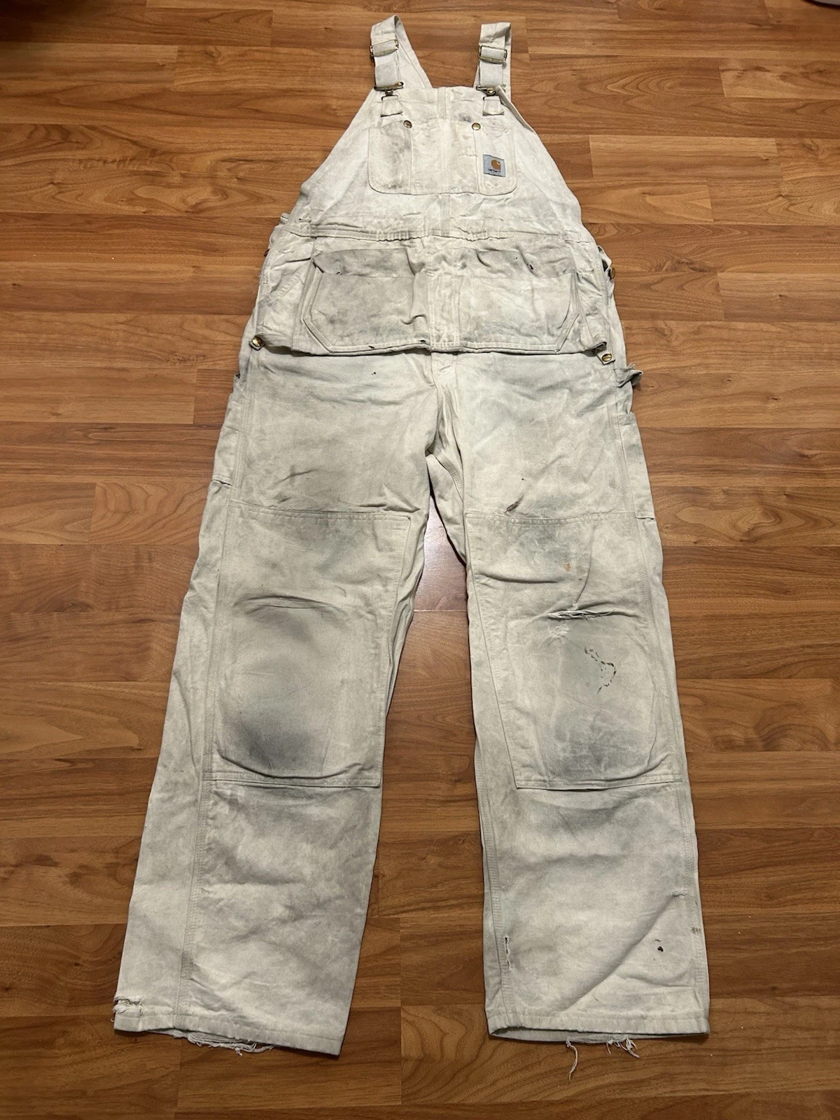 Carhartt R29 NAT Vintage Duck Canvas Bib Overalls SZ 40x32 (38x32) USA Made