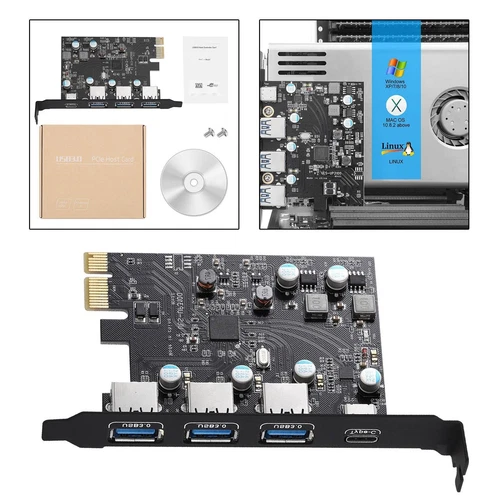 PCIE USB 3.0 Karte Typ C (1) Typ A (3) PCIe Ohne Zusätzliche Stromversorgung
