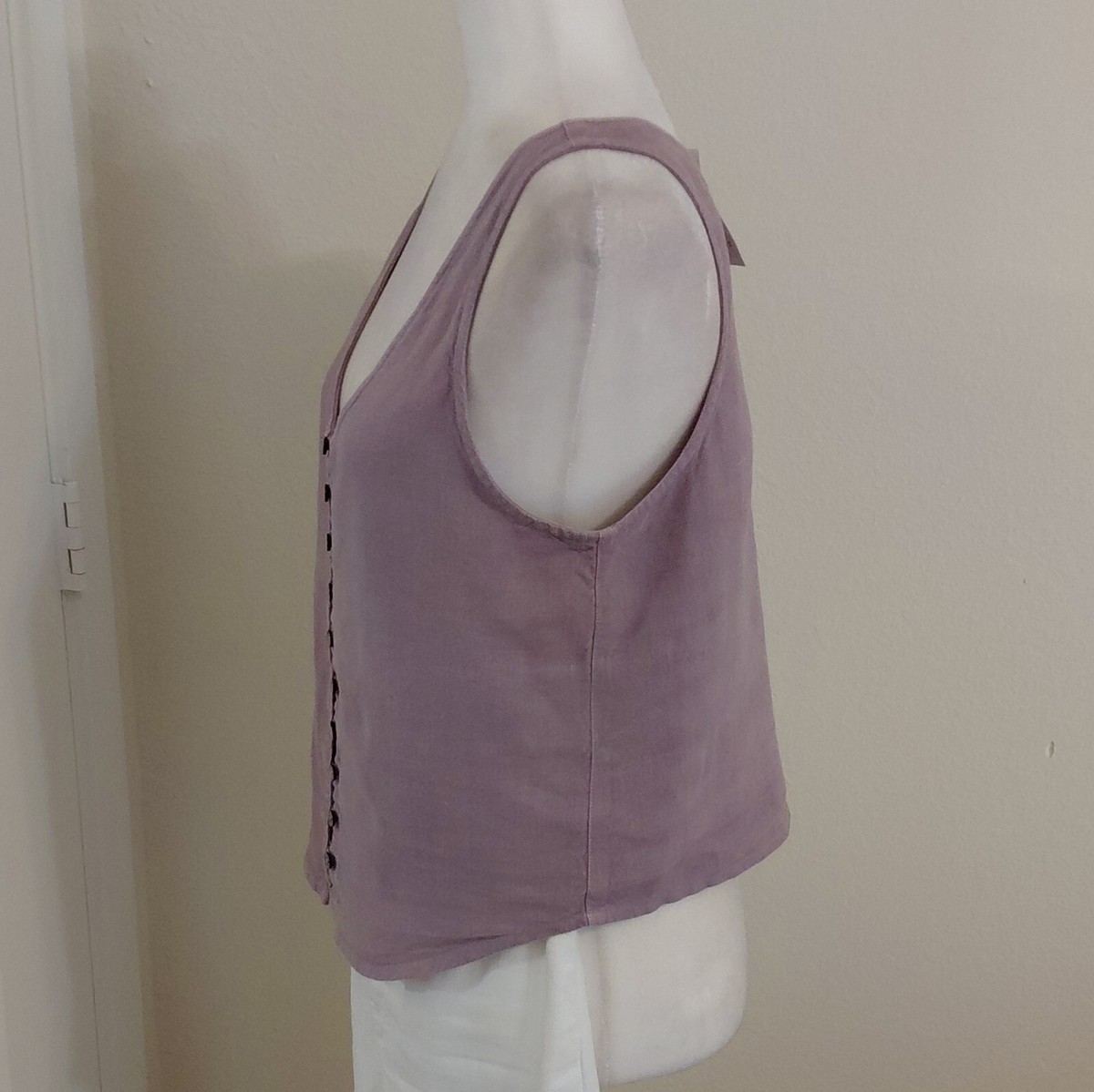 NWT Elemente Clemente Womens Purple Solid Linen Tank Top V-Neck Sz S #854 View 4