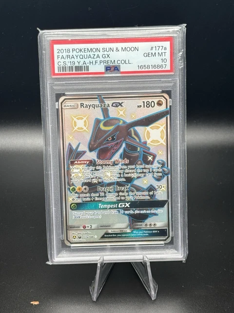 PSA 10 Pokemon TCG Sun & Moon Celestial Storm #177a Fa/Rayquaza Gx GEM MT