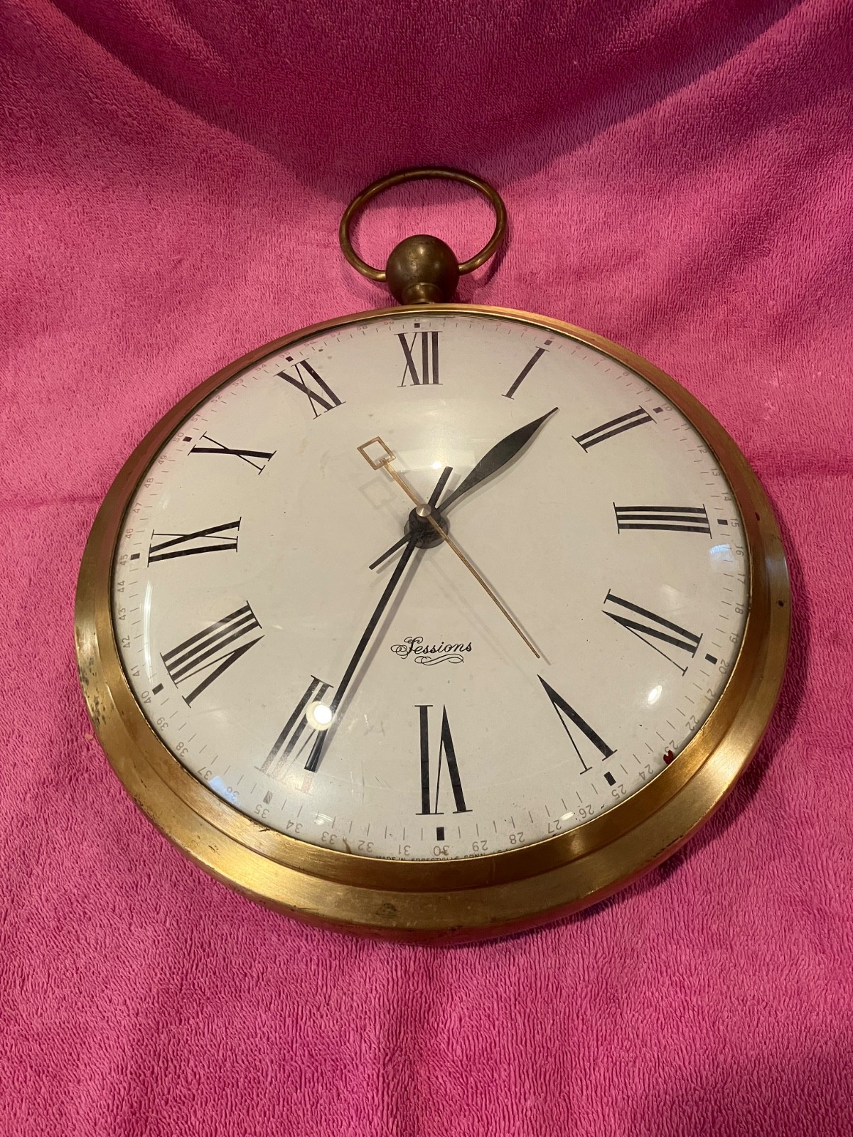 BIG ALL-METAL WALL CLOCK shaped like a pocket watch, electric, project