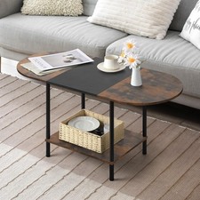 Coffee Tables for Living Room,2-Tier Small Coffee Table Farmhouse Oval Center...