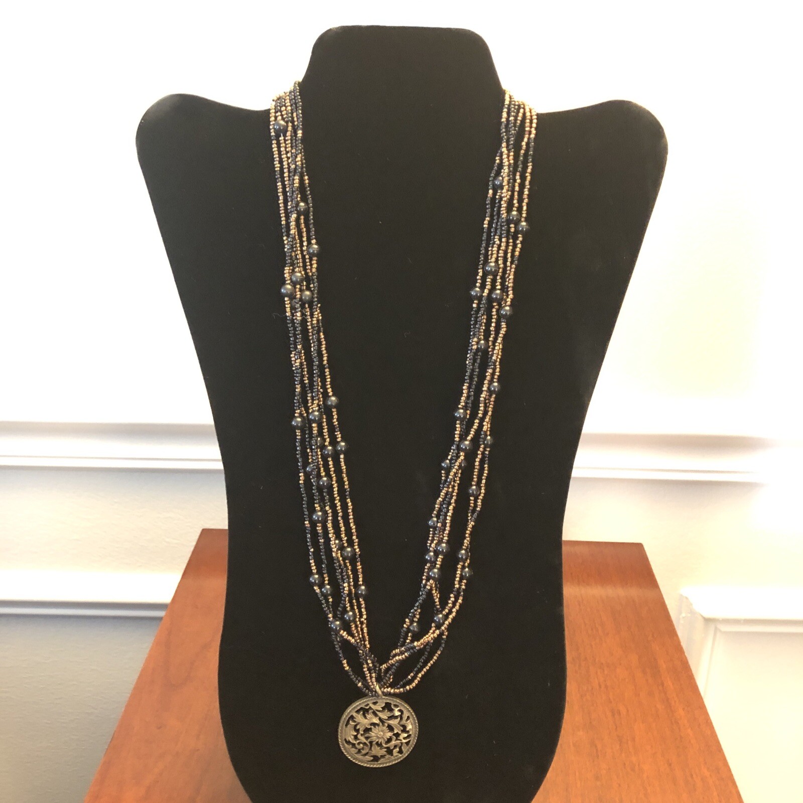 Vintage 26” 6 Strand Necklace 1960’s Costume Jewelry … - Gem