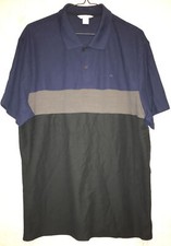 Calvin Klein Men LARGE L Navy Blue Short Sleeve Polo Shirt Golf Casual