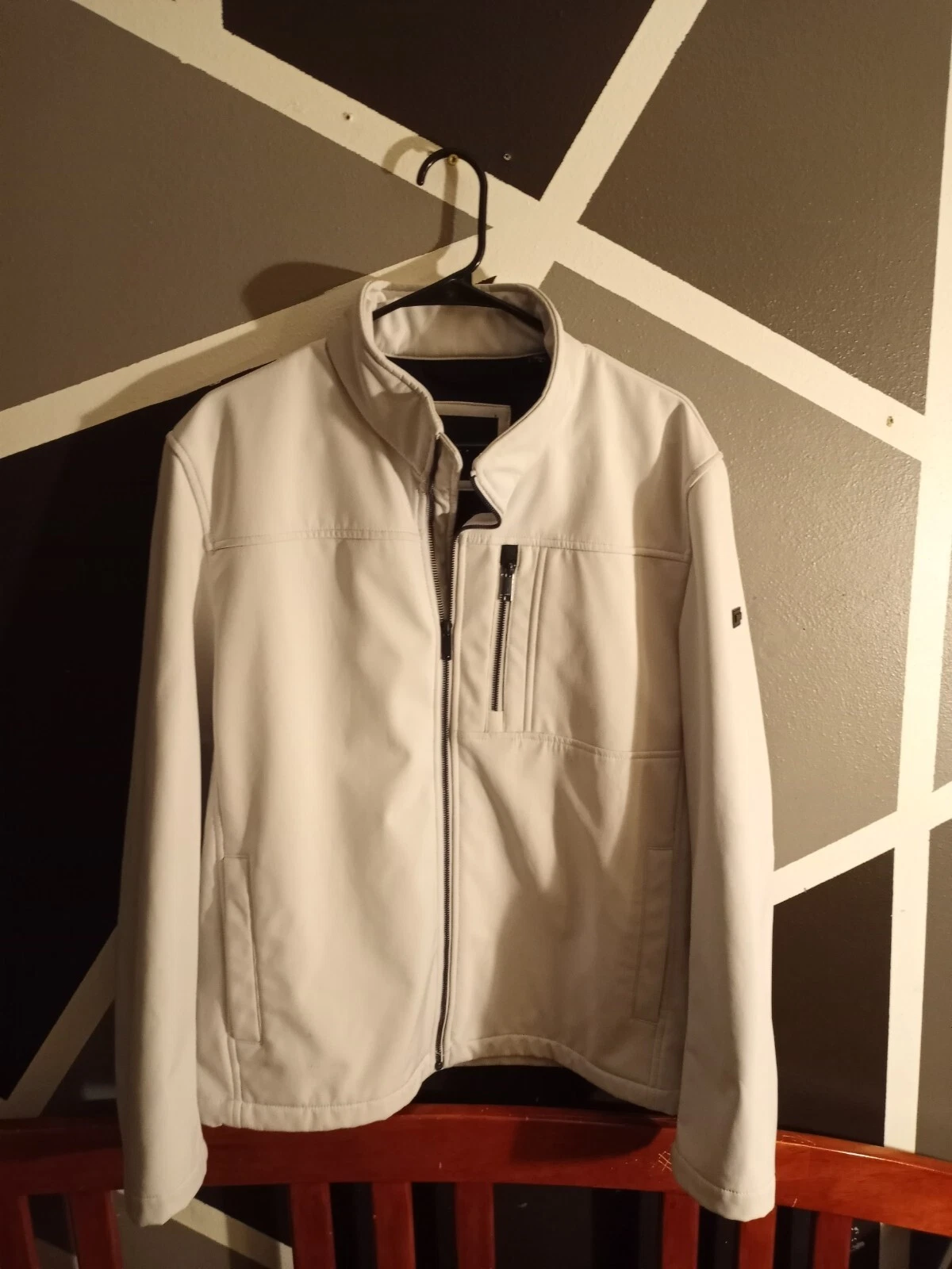 DKNY Mens Large White Jacket Zip Up