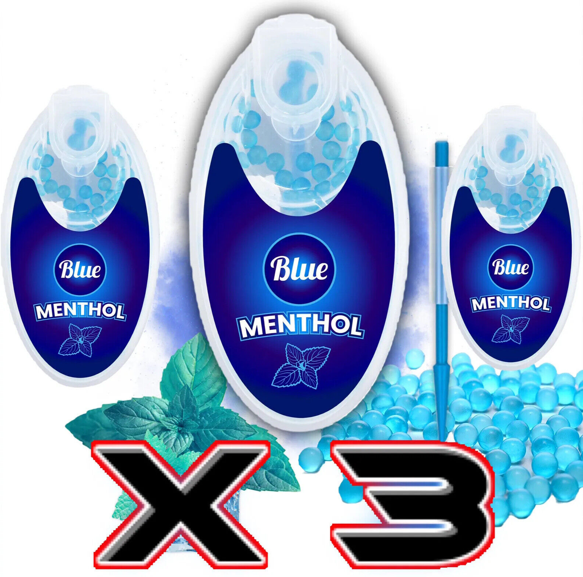 cigarettes flavor balls 100 Filter Balls Menthol Cigarette Beads Burst Balls Crush Balls Blue (3  Pack)