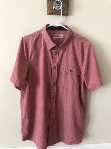 Chemise Homme Coleman Outdoor – Manches Courtes, Boutonnage, Couleur Saumon, Taille L, Coton/polyester