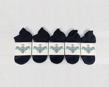 5 Pack Bombas Honeycomb Solids Ankle Socks Women/Men/Kids (Size S - Black)