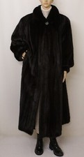 Real Mink Fur Saga Dark Brown Mahogany Swing 51” Long Coat 12-14-16-18 Uk/ Xxl